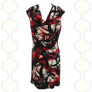 MICHAEL Michael Kors Dress Cowl Neck Red Black S